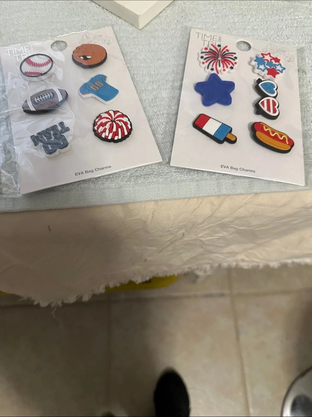 Time and Tru Kids EVA Bag Charms — Red, Blue, White, Yellow, Brown